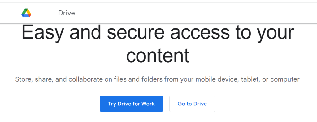 Google Drive Homepage