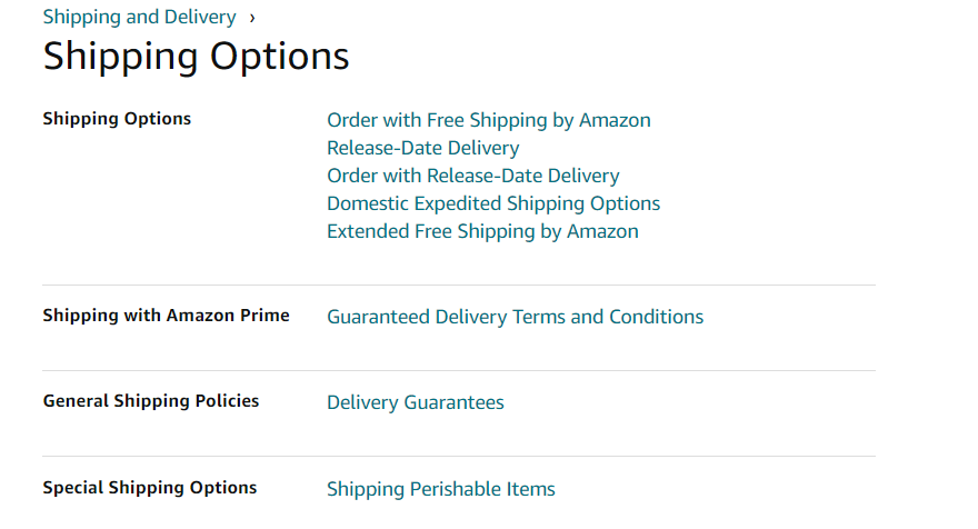 Amazon shipping options