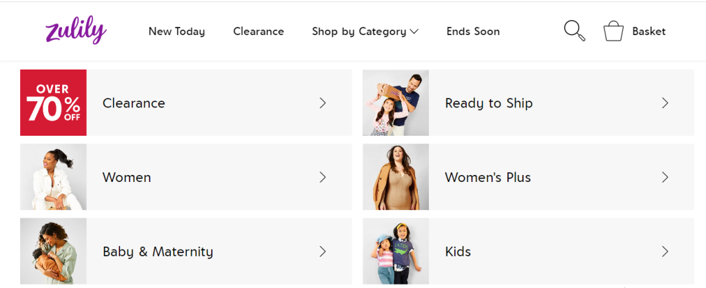 Zulily product categories
